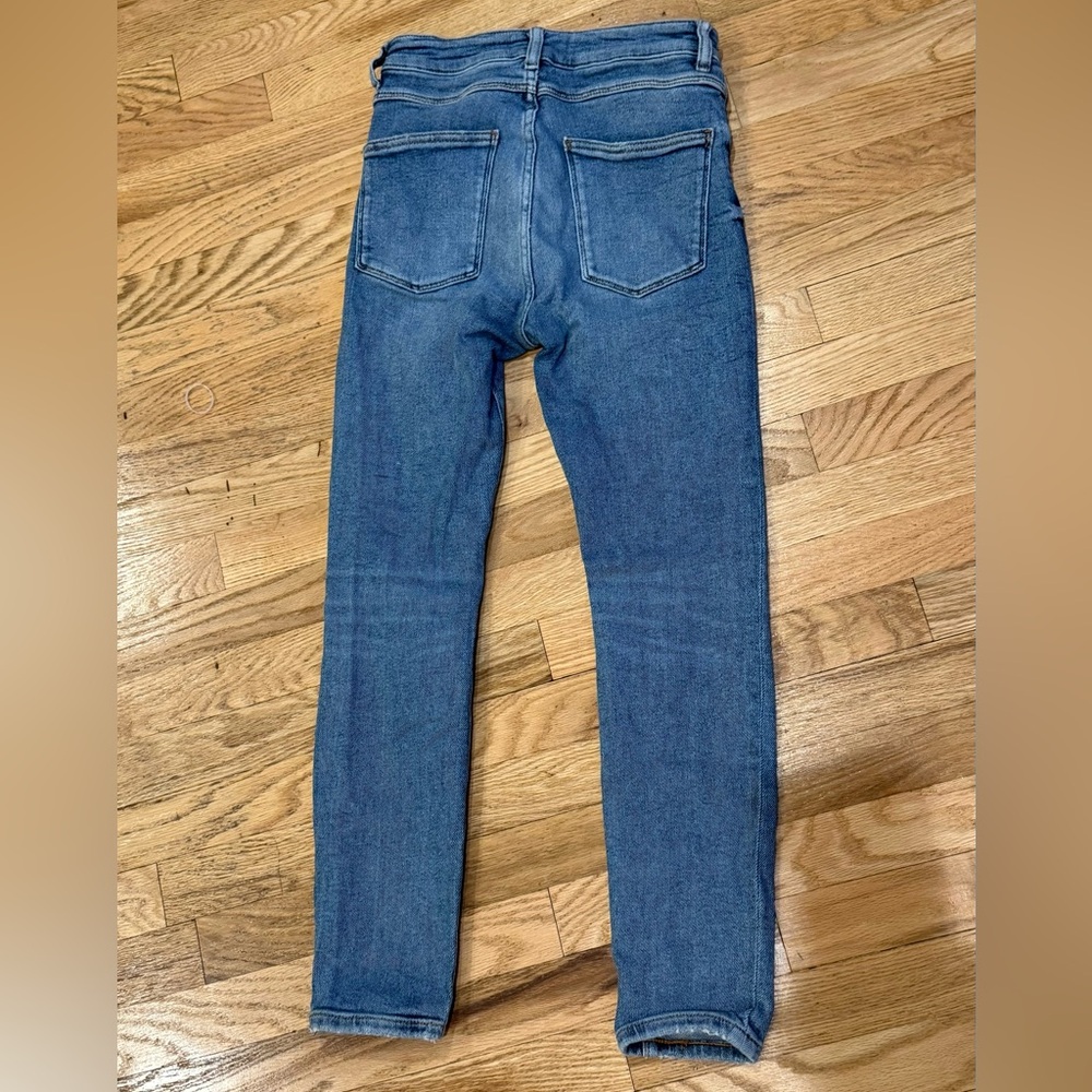 Women Zara Skinny Blue Distressed Denim Jeans Stretchy Fitted Size 6 - Picture 3 of 4